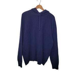 J Crew Mens Blue Cashmere Waffle Knit Long Sleeve Hoodie Sweater Size X Large